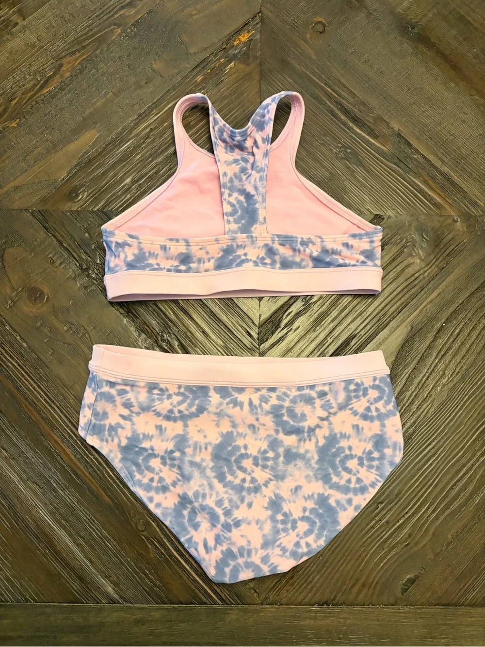 Athleta girl Pink & Blue Tie-Dye Two-Piece Swim Set